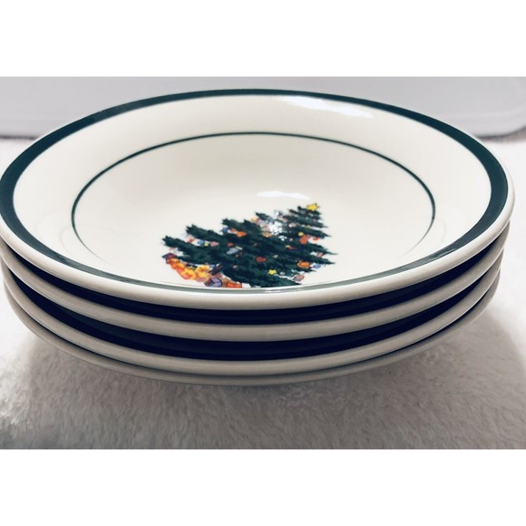 Totally Today "CHRISTMAS TREE" Pattern Set of 4 Soup/Cereal Bowls VTG - Picture 2 of 6